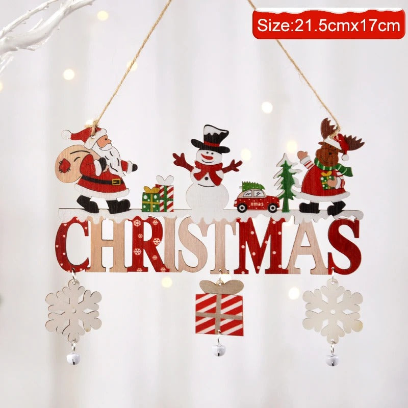 Gnome Santa Claus Wooden Hanging Ornament 2024 Merry Christmas Decoration