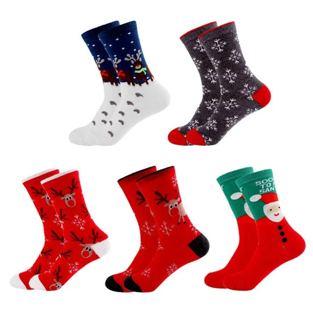 5pairs Cartoon Christmas Socks Gifts