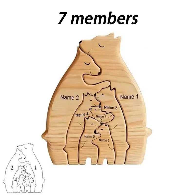 Art Wooden Bear Family Puzzle Personalized Name Custom