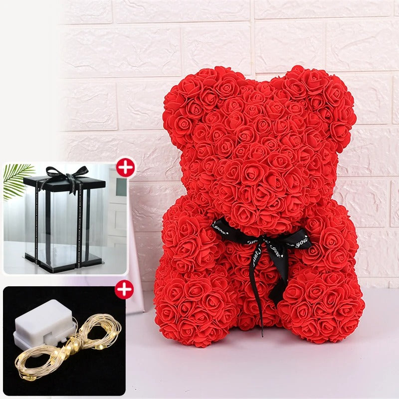Valentine Gifts Decoration Rose Bear Artificial Flowers