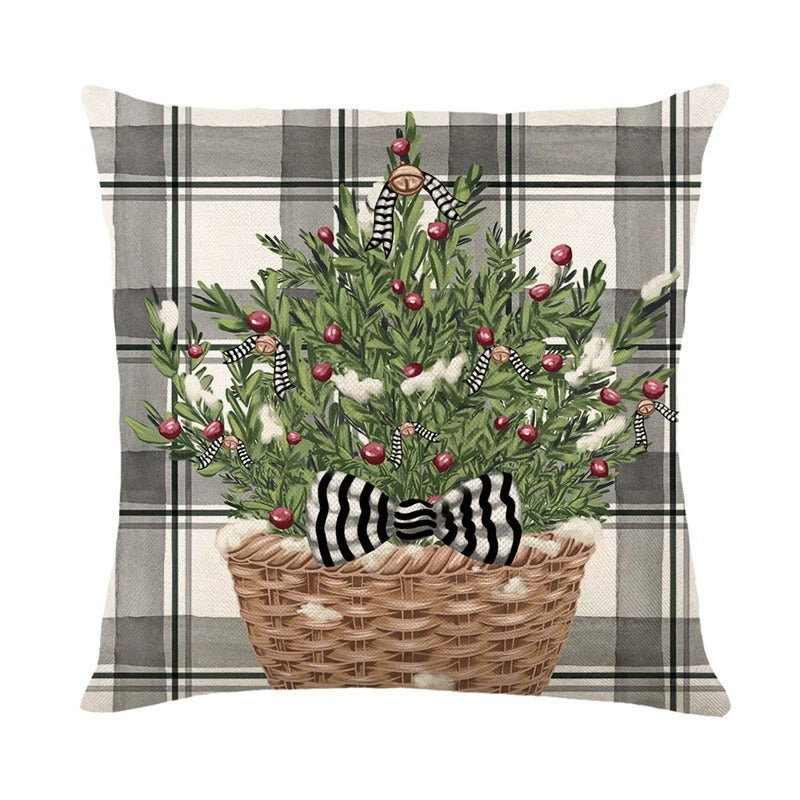 Linen Christmas Pillow Cushion Cover 45x45cm