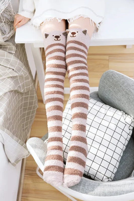 Women Girls Knee Length Coral Fleece Warm Socks