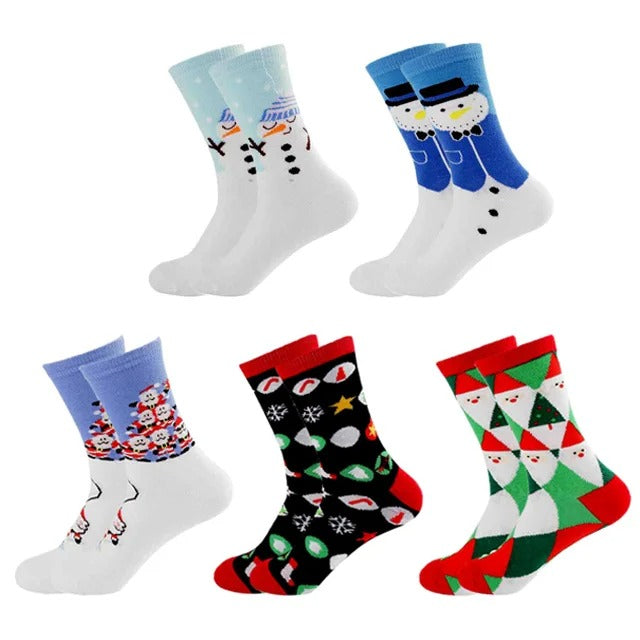 5pairs Cartoon Christmas Socks Gifts