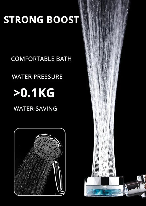 Hydro Jet Powered Handheld Turbo Fan High Pressure Shower Head With Filter