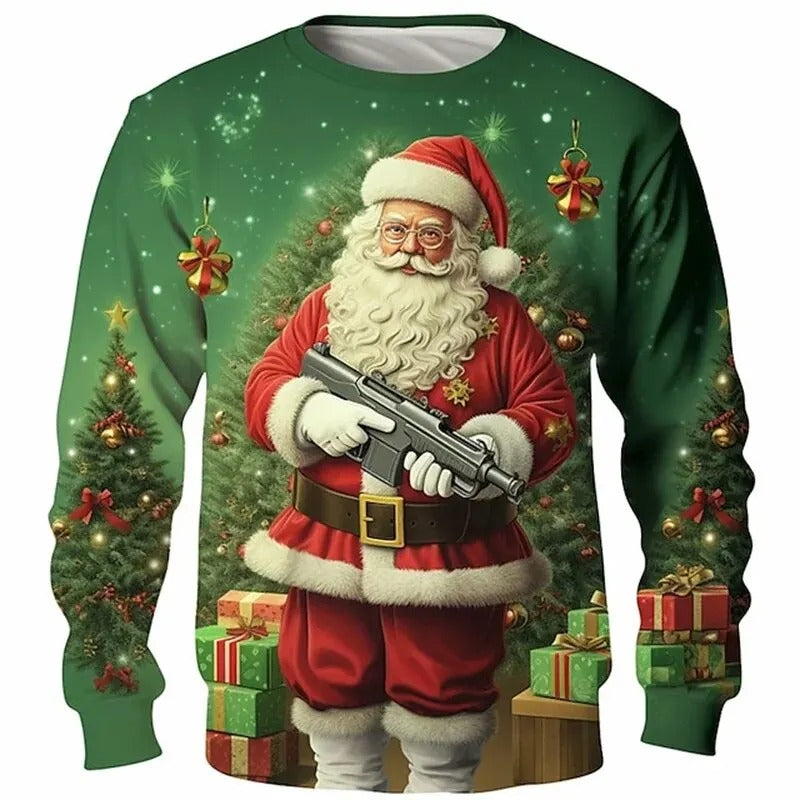 Funny Ugly Christmas 3D Printed Pullover Loose Round Neck Long Sleeves Tops Sweatshirts
