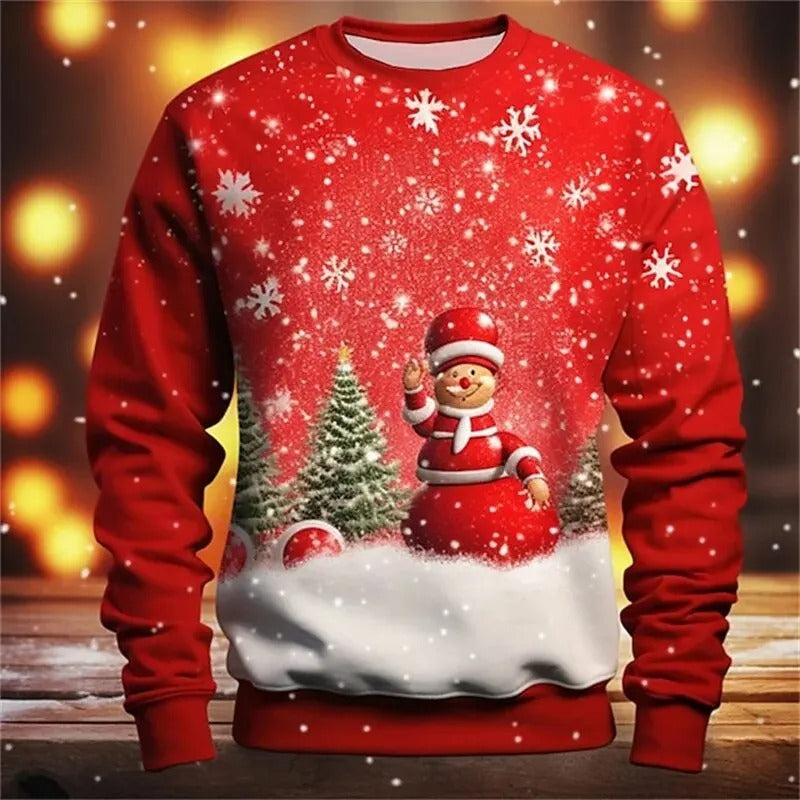Funny Ugly Christmas 3D Printed Pullover Loose Round Neck Long Sleeves Tops Sweatshirts