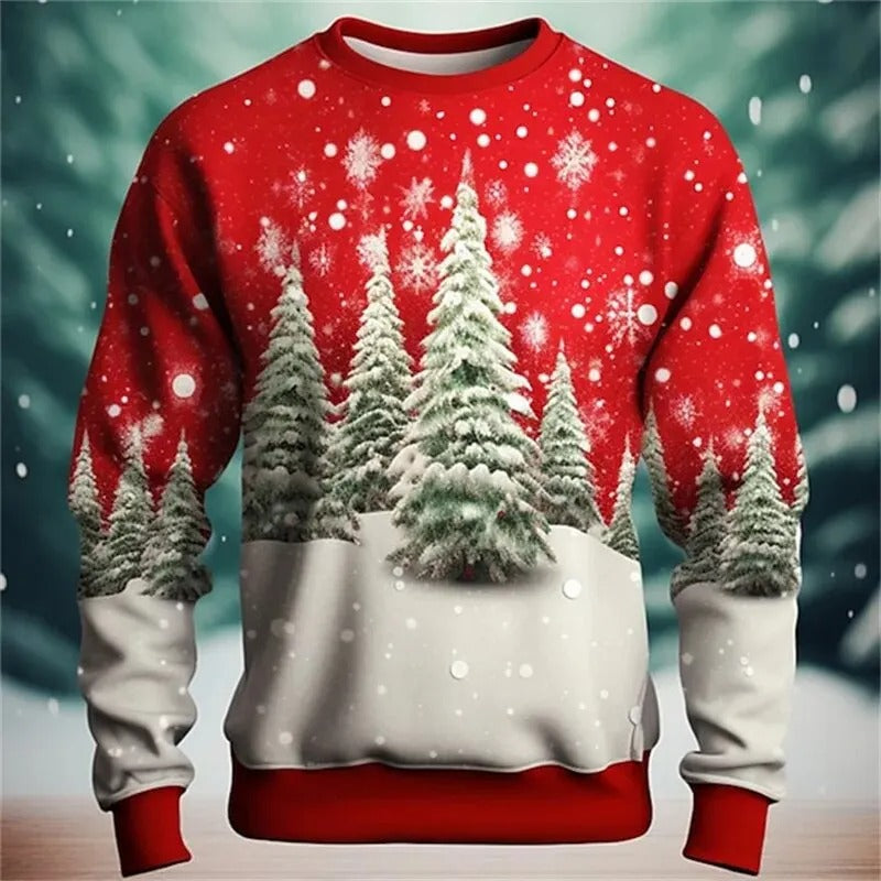 Funny Ugly Christmas 3D Printed Pullover Loose Round Neck Long Sleeves Tops Sweatshirts