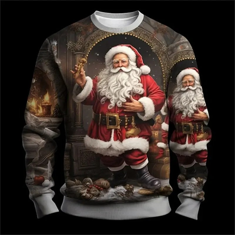 Funny Ugly Christmas 3D Printed Pullover Loose Round Neck Long Sleeves Tops Sweatshirts