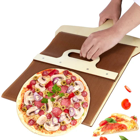 Sliding Pizza Peel Shovel Removable Wooden Handle