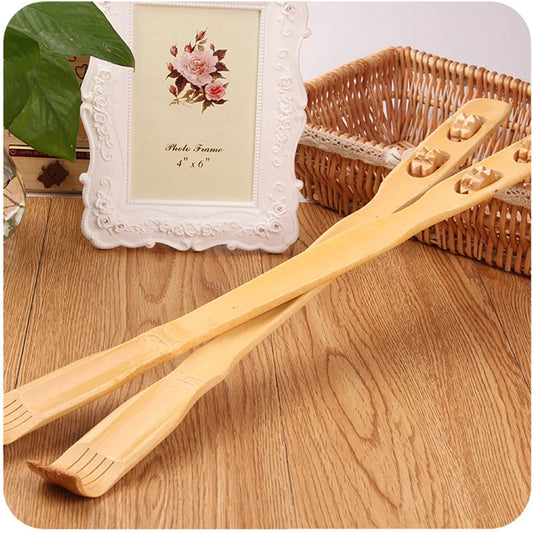 Bamboo Massager Back Scratcher With Body Roller Stick