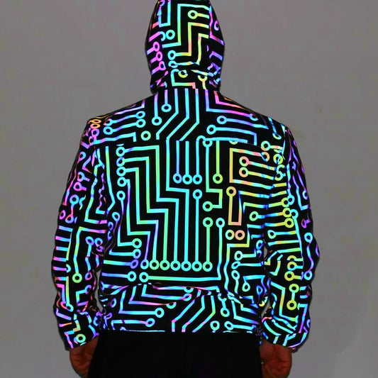 Holographic Reflective “Circuit Pattern” Jacket