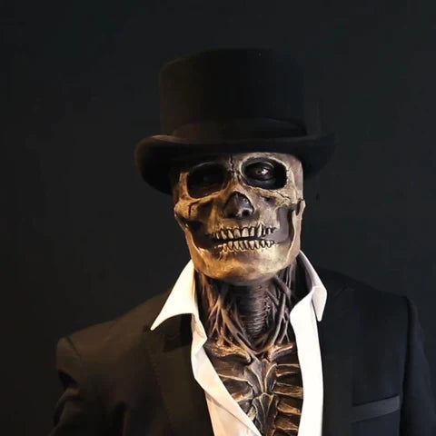 Movable Jaw Full Head Skull Mask & Skeleton Halloween Costume