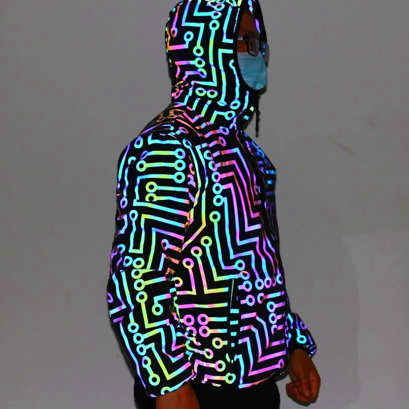 Holographic Reflective “Circuit Pattern” Jacket