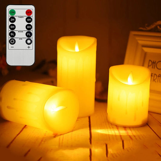 Flickering Flameless Pillar LED Candle with Remote