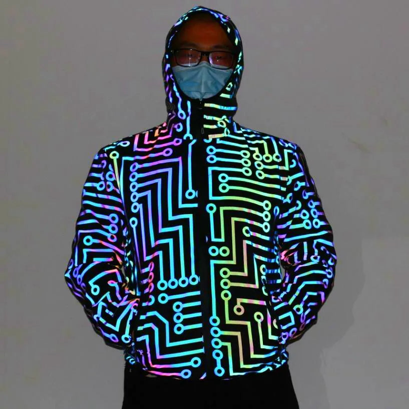 Holographic Reflective “Circuit Pattern” Jacket