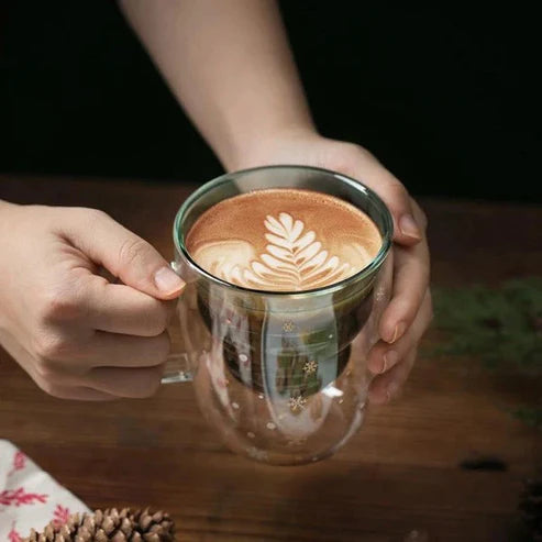 Christmas Tree Insulated Glass Coffee Mug