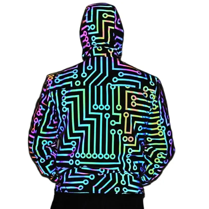 Holographic Reflective “Circuit Pattern” Jacket