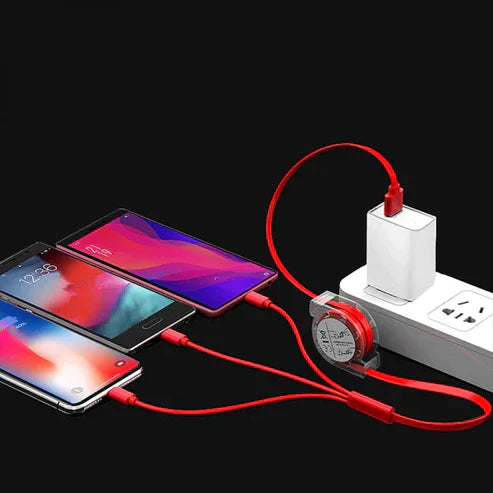 3-in-1 Retracting USB Cable Data Charger