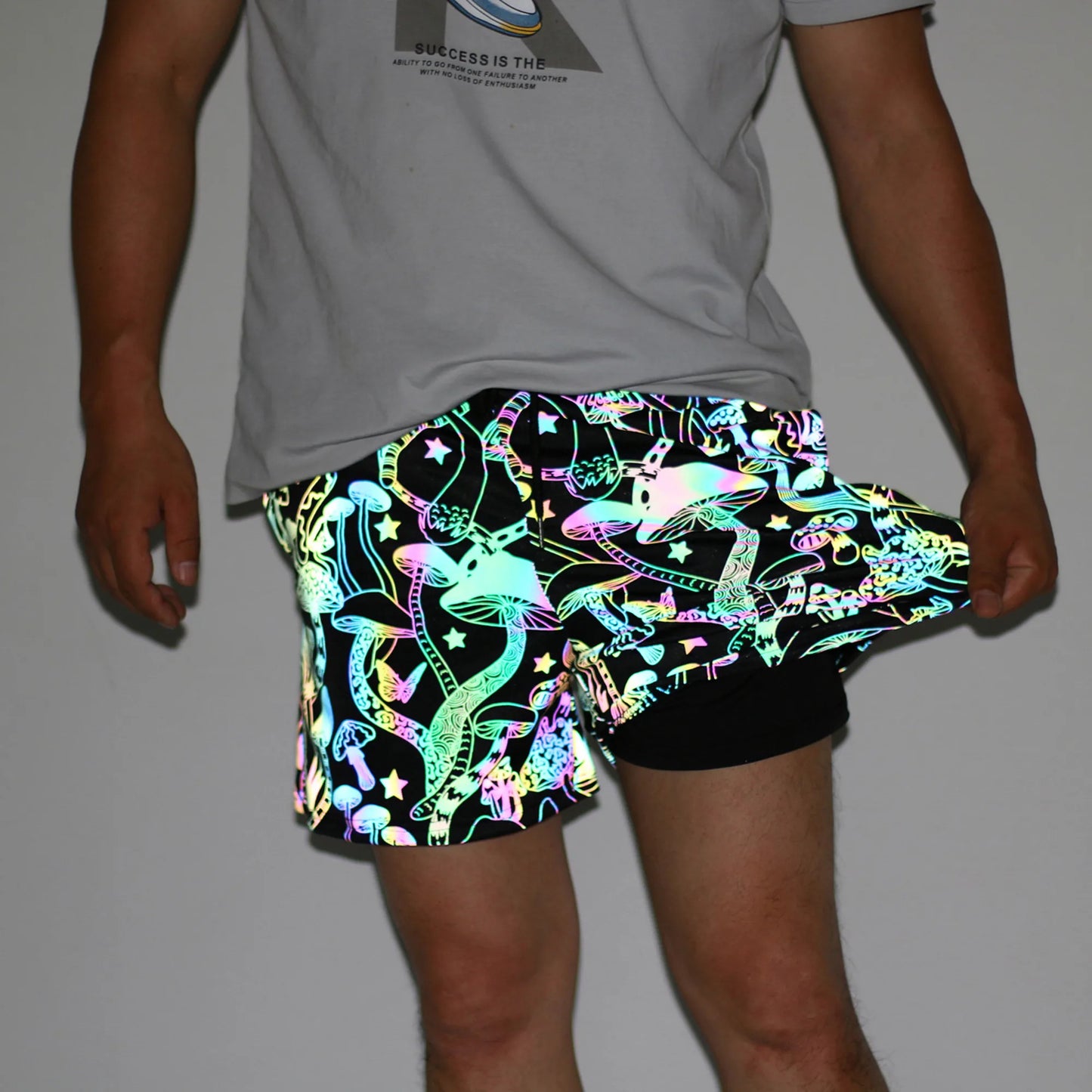 Men's Holographic Reflective Rainbow "Snake Pattern" Shorts