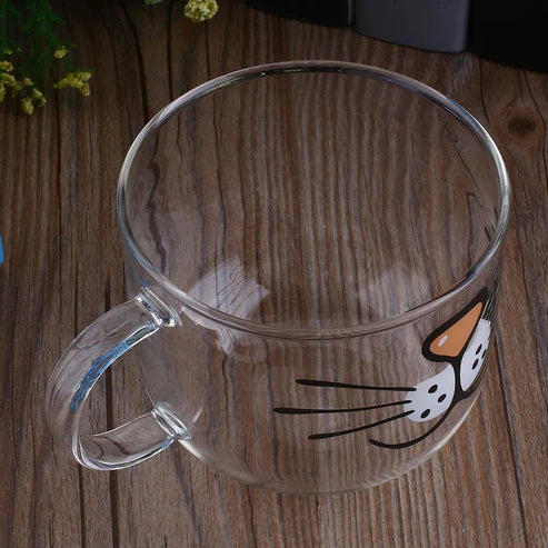 Cute Cat Glass Coffee Cup