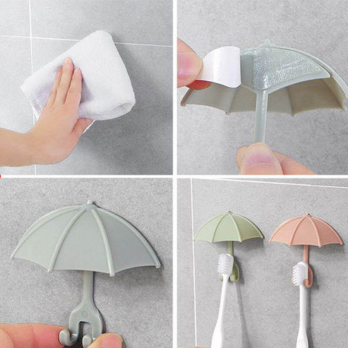 3pcs Set Cute Umbrella Toothbrush Hook