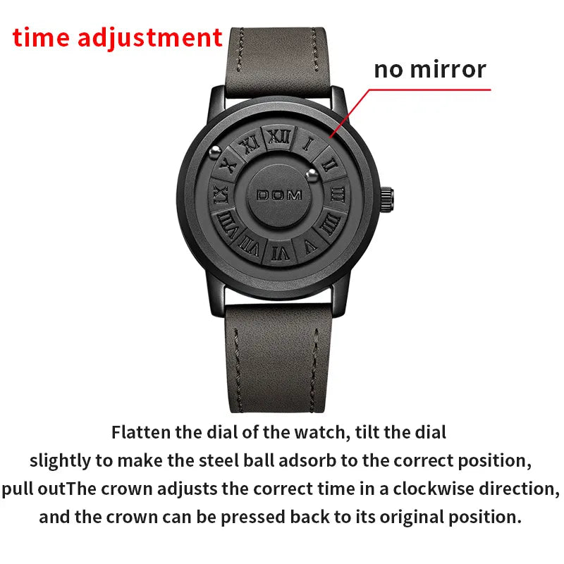 DOM Trend Concept New Personality Men's Watch Creative Scrolling Pointer magnetic force