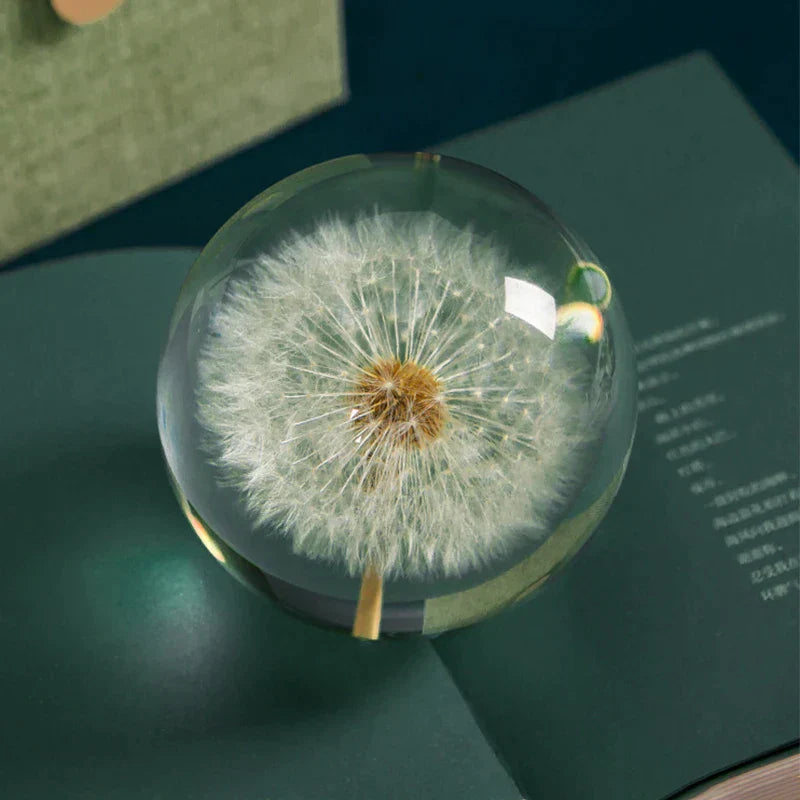 Dandelion Flower Crystal Glass Resin Ball