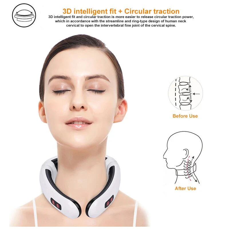 Electric Pulse Back and Neck Massager Far Infrared Heating Pain Relief Health Care Relaxation Tool