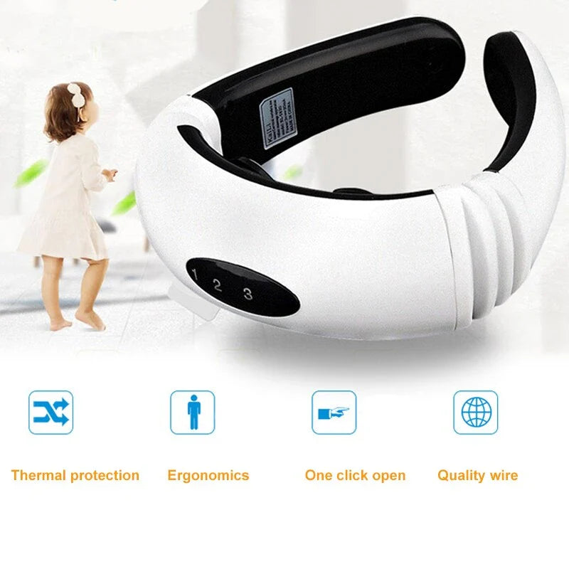 Electric Pulse Back and Neck Massager Far Infrared Heating Pain Relief Health Care Relaxation Tool