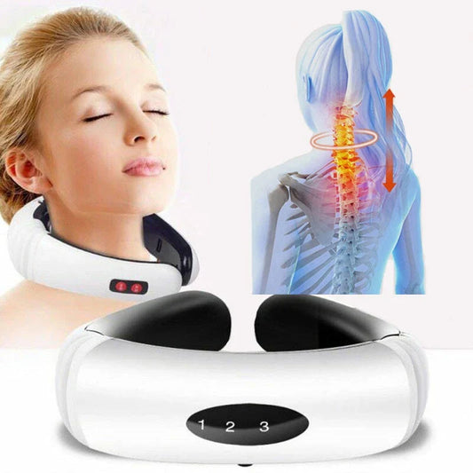 Electric Pulse Back and Neck Massager Far Infrared Heating Pain Relief Health Care Relaxation Tool