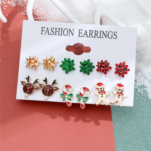 Christmas Drop Earrings Set for Women Santa Claus