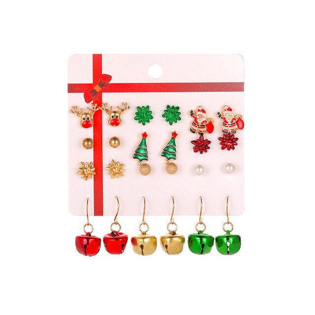 Christmas Drop Earrings Set for Women Santa Claus