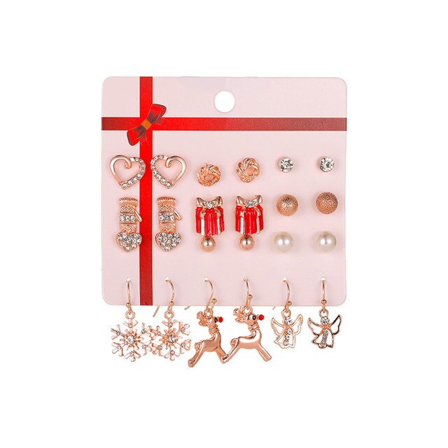 Christmas Drop Earrings Set for Women Santa Claus