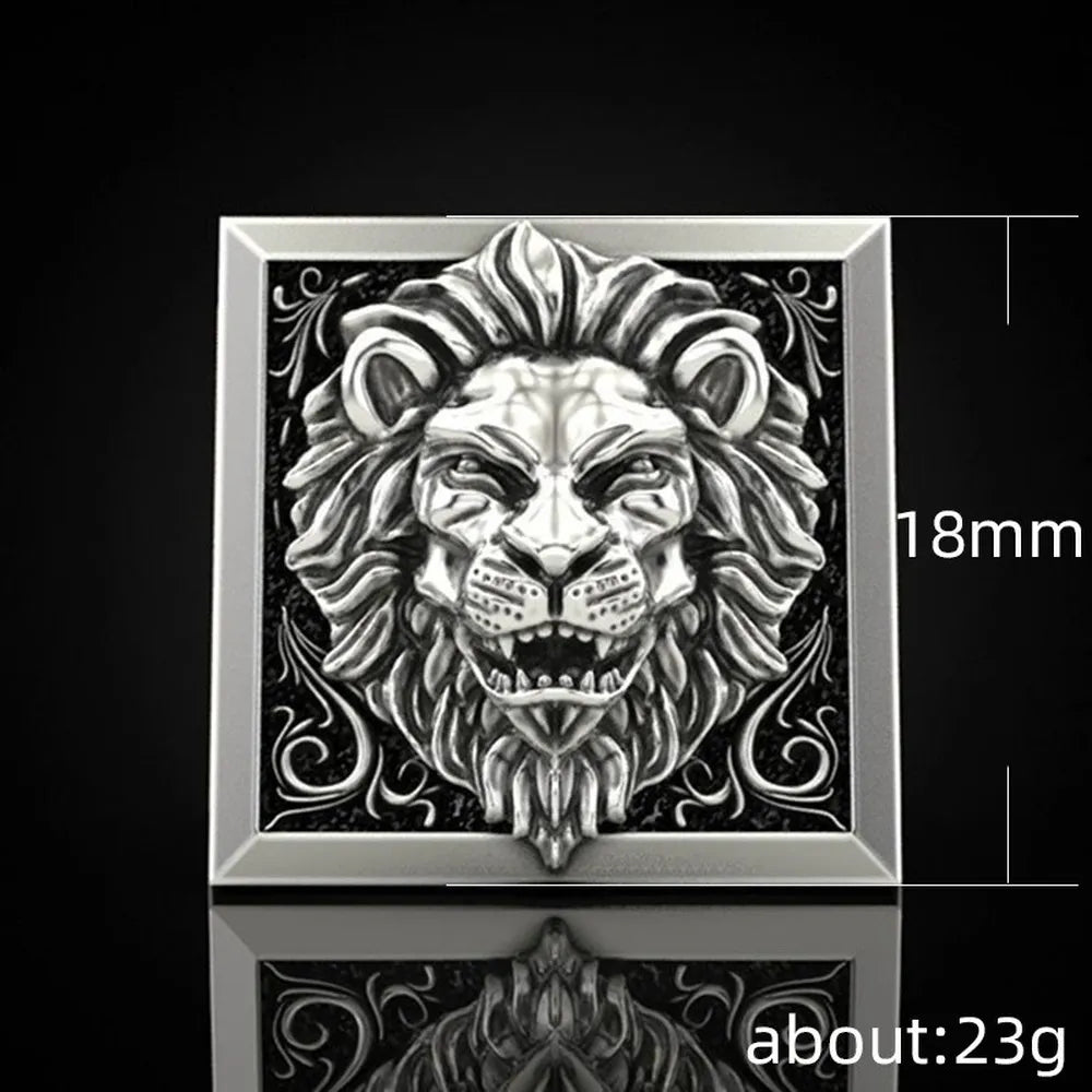 Fashion Punk Domineering Lion Head Men's Ring Creative Invisible Box Storage