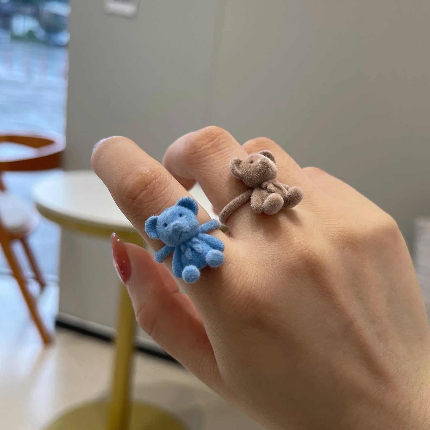 Flocking Bears Finger Ring Open Adjustable