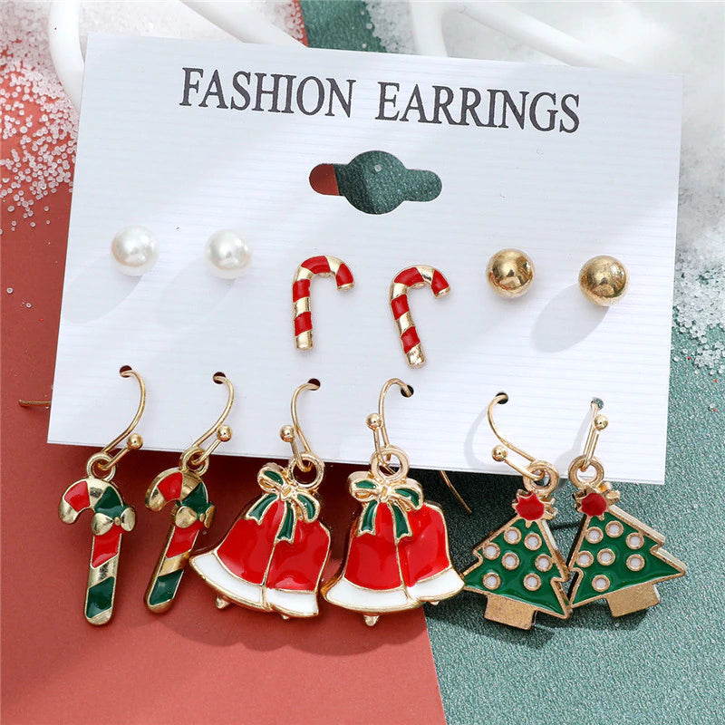 Christmas Drop Earrings Set for Women Santa Claus