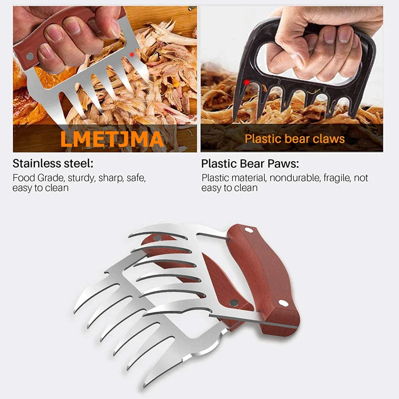 LMETJMA Bear Claws Stainless Steel BBQ Meat Shredder