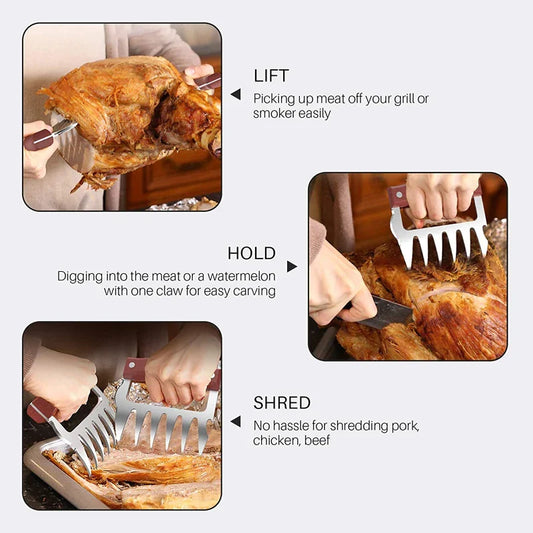 LMETJMA Bear Claws Stainless Steel BBQ Meat Shredder