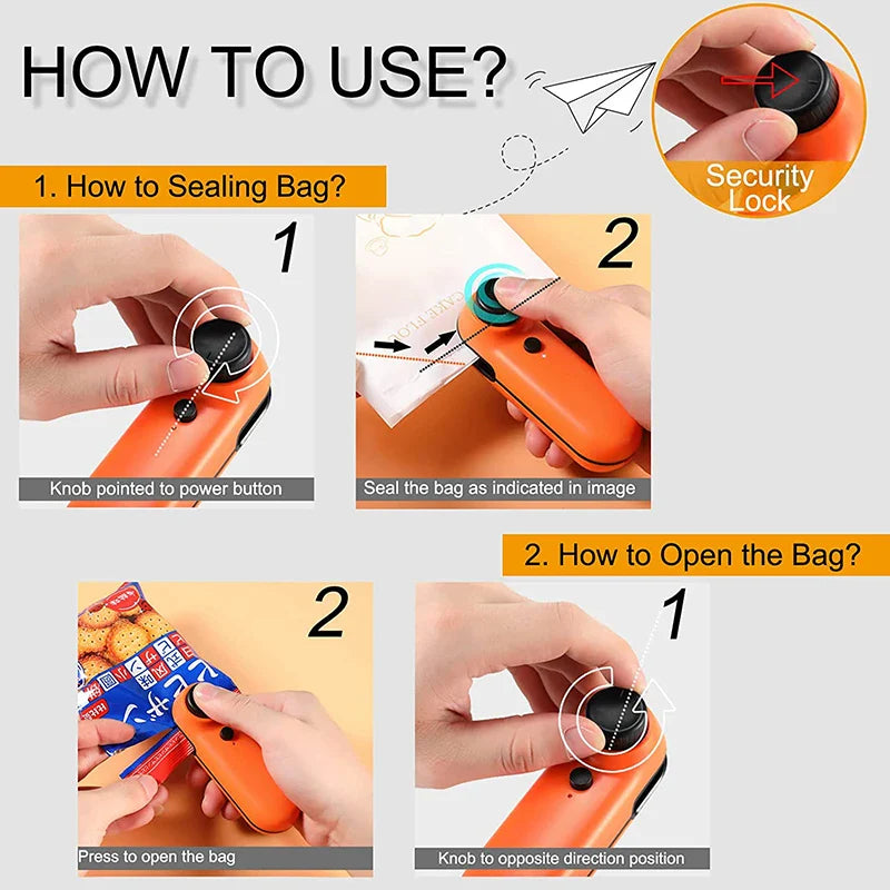 Mini Bag Sealer 2 in 1 USB Rechargeable Heat Sealer and Cutter