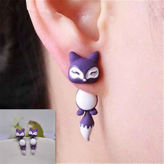 Cat Women Polymer Clay Stud Earrings jewellery,3D animal Handmade earrings