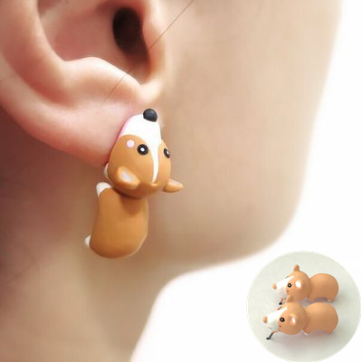 Cat Women Polymer Clay Stud Earrings jewellery,3D animal Handmade earrings