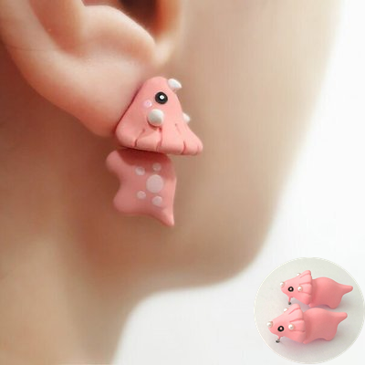 Cat Women Polymer Clay Stud Earrings jewellery,3D animal Handmade earrings