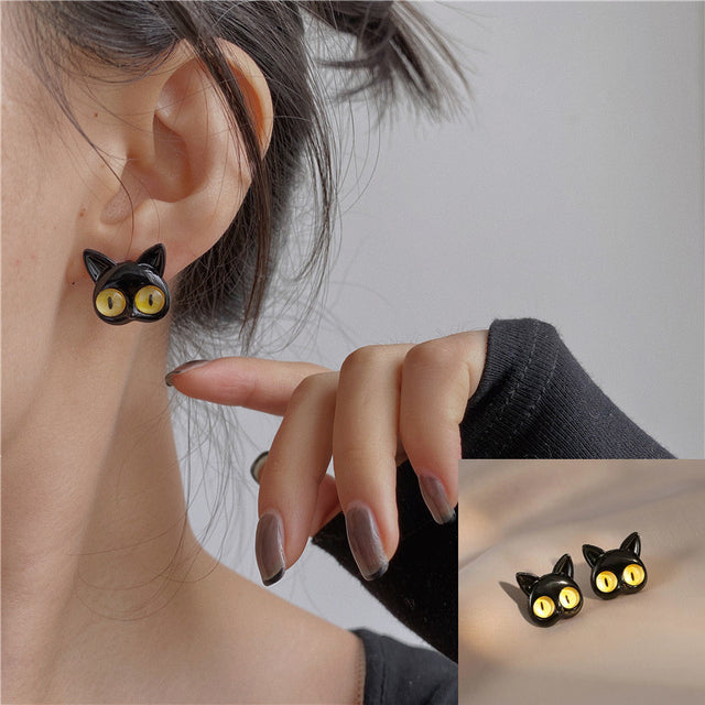 Cat Women Polymer Clay Stud Earrings jewellery,3D animal Handmade earrings