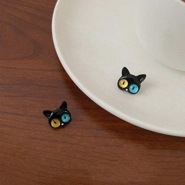 Cat Women Polymer Clay Stud Earrings jewellery,3D animal Handmade earrings