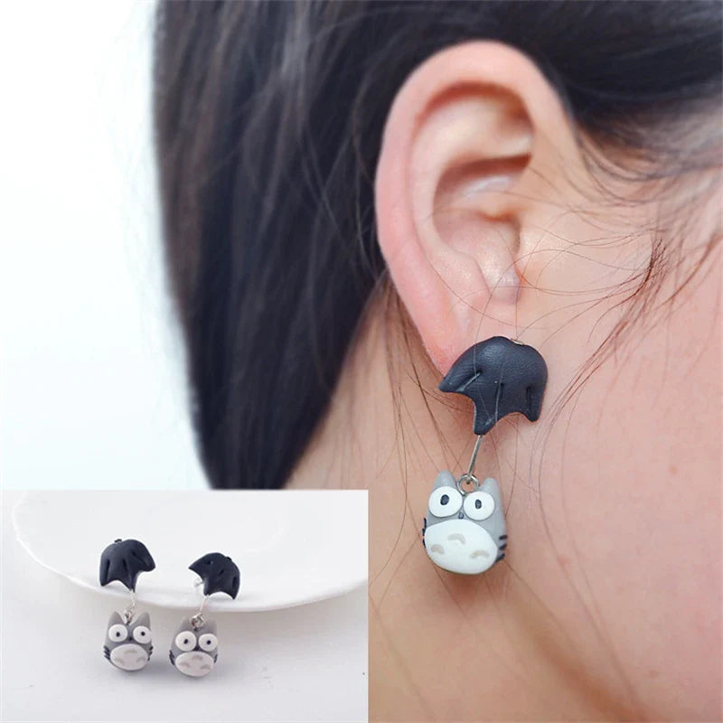 Cat Women Polymer Clay Stud Earrings jewellery,3D animal Handmade earrings