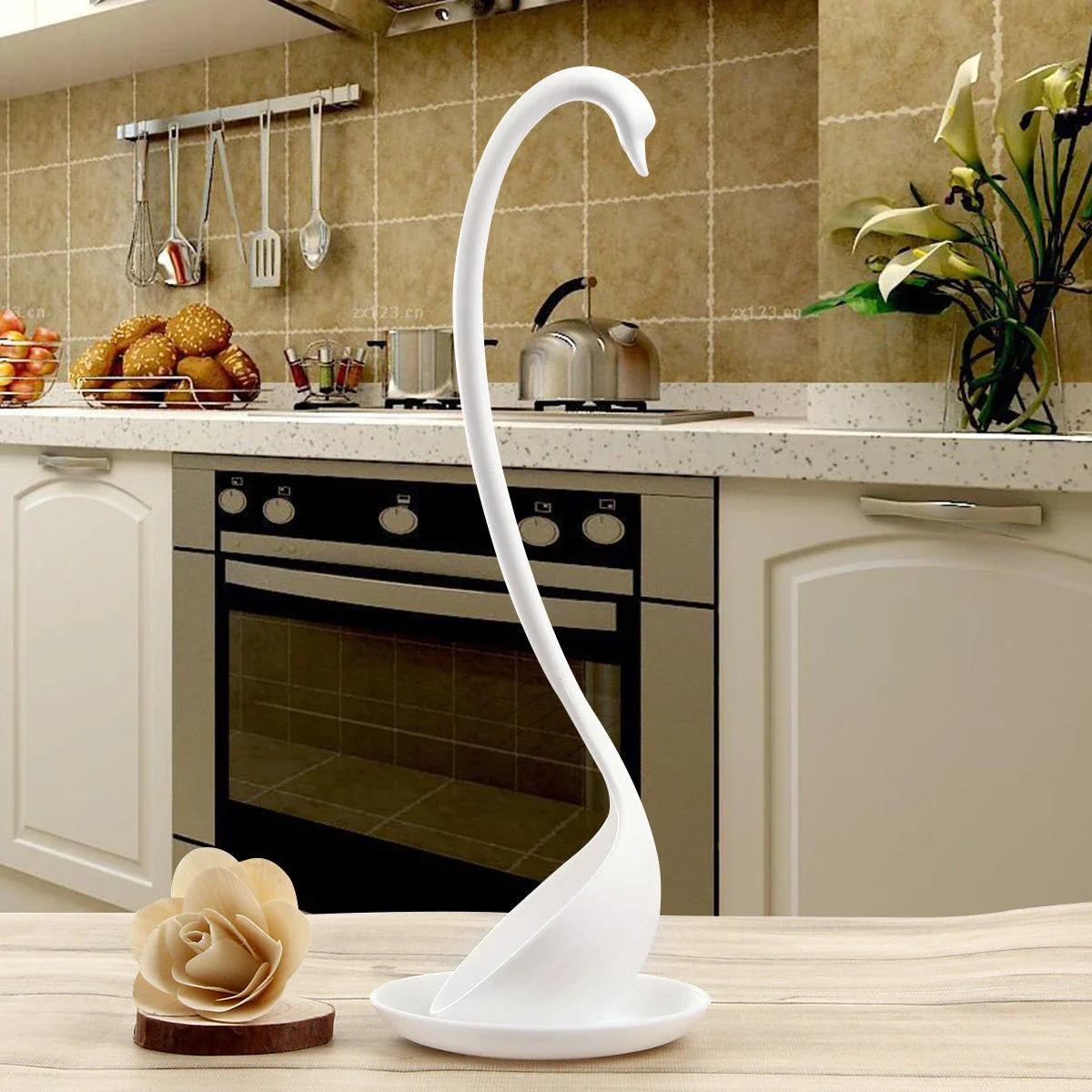 Swan Shaped Soup Ladle White/Black Design Special