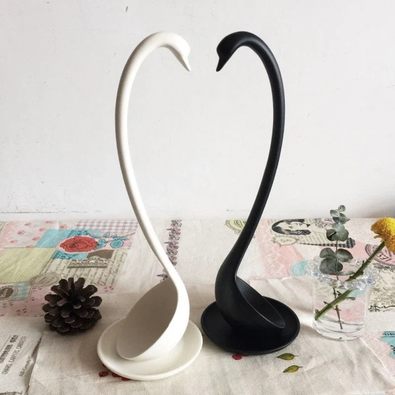 Swan Shaped Soup Ladle White/Black Design Special