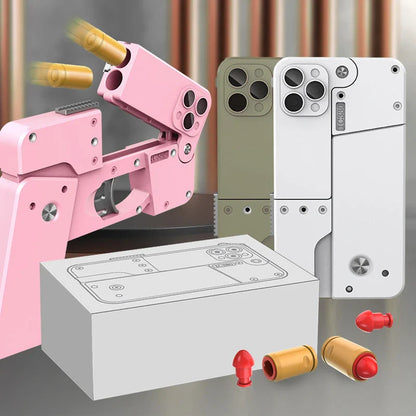 2 Burst Rubber Pistol Children Gift Party Accessories Mobile Phone Model Bullet Shelling Folding Gun Toy