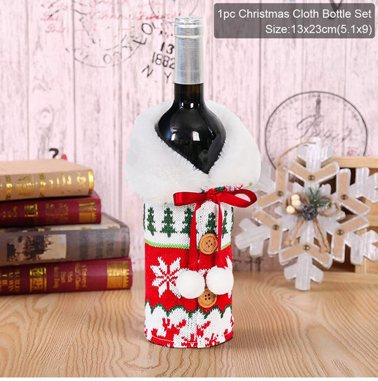 Christmas Wine Bottle Cover Merry Christmas Decorations