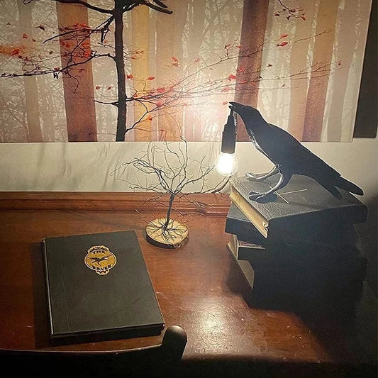 Crow Wall & Raven Table Lamps with Brightness Adjustable Edison Bulb